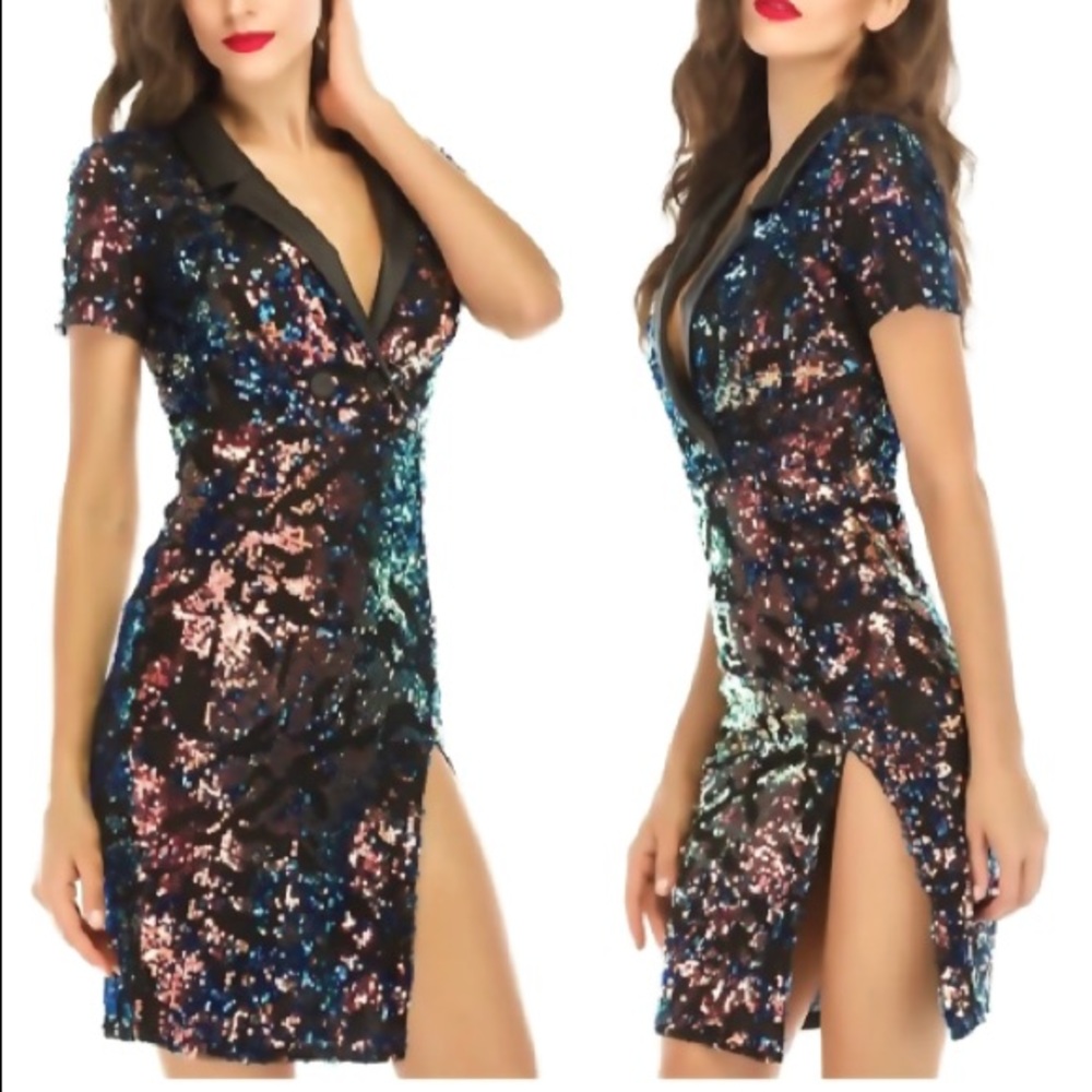 Short Sleeve Sequin Dress